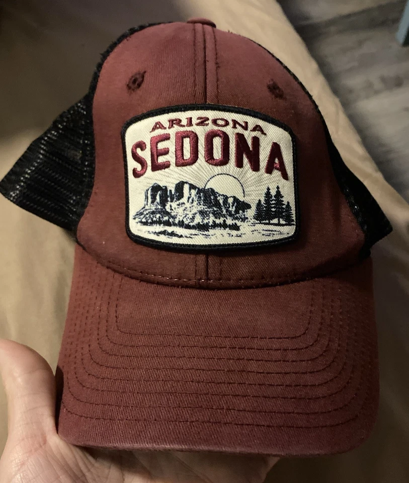 Sedona Arizona Adult OS maroon Embroidered Strapback Souvenir Baseball Hat Cap - Image 1 of 4