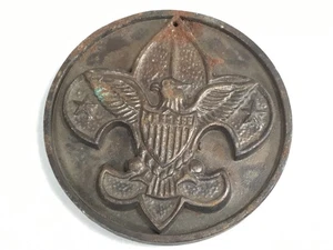Medaglione vintage Boy Scout 1955 Camporee Brillion 4" ghisa prezzo rilievo EA - Foto 1 di 7