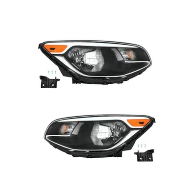 左 + 右卤素车头灯适用于起亚 Soul 2014 - 2015 - 2017 2018 2019 铬和黑色 — 第 1/4 张图片