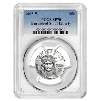 2008-W $50 American Platinum Eagle 1/2 oz PCGS SP70 Blue Label - Image 1 of 3