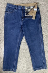 Duluth Trading Co Jeans Mens 34x30 Blue Denim Flannel Lined Workwear Chore - Picture 1 of 11