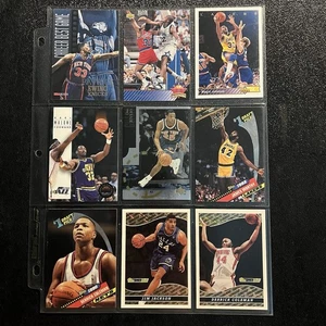 NBA Basketball Vintage Sheet of 9 Cards Shaq Magic Ewing Malone Coleman - Picture 1 of 2