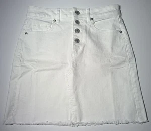 Ann Taylor LOFT Womens White Button Fly Denim Skirt Size 0 - Picture 1 of 7