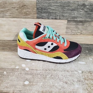 Saucony Shadow 6000 Kids Trainer Shoes Sz 3.5 Coral Mustard Suede Sneakers - Picture 1 of 10
