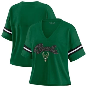 Women's WEAR by Erin Andrews Hunter Green Milwaukee Bucks Plus Size Color Block - Picture 1 of 3