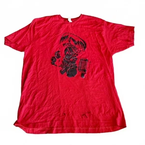 XL Camiseta Roja Psychobilly Punk Rockabilly Calavera Micrófono Horrorabilly Camisa - Imagen 1 de 7