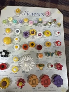Collectible JHB SALESMAN SAMPLE BUTTON Card-Flowers #16 free shipping - Picture 1 of 11