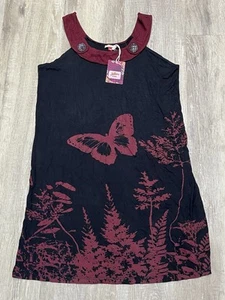 Joe Browns Black & Burgundy Butterfly Long Tunic Top Or Dress Size 18 FREE POST - Picture 1 of 5