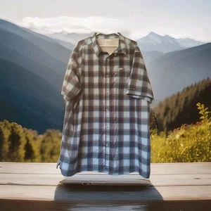 Columbia Shirt Mens 4X PFG Button Up Omni Shield Plaid Blue Vented Outdoors Big - Picture 1 of 10