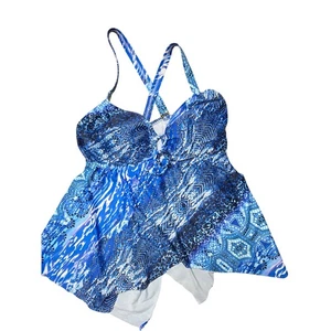 Badeanzüge für alle Tankini Schwimmoberteil 18 Damen Übergröße blau wattiert asymetisch - Bild 1 von 4