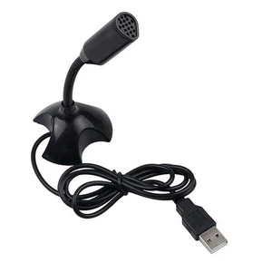 Black USB Mini Desktop Speech Microphone Stand for PC Laptop Computer Notebook B - Photo 1/13