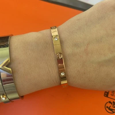 ДИЗАЙНЕР Inspo любовь кристалл драгоценностями браслет браслет размер 17 см розовое золото цвет - Изображение 1 из 4