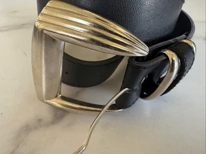 Vintage Damen Gürtel Schwarz Silber Schnalle M - Bild 1 von 5