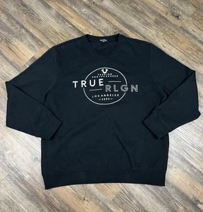 True Religion Sweatshirt Men's XL Black Halo Los Angeles Graphic Print Logo Crew - Picture 1 of 10