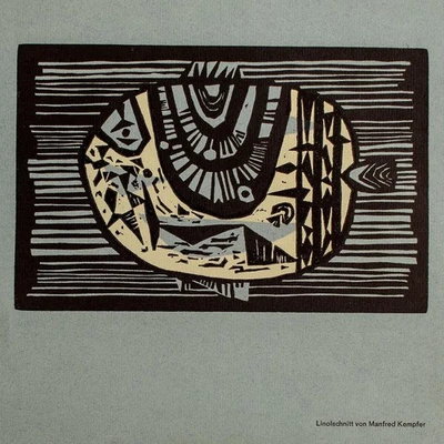 Manfred Kempfer Fisch Original Farblinolschnitt 2 Hälfte 20 Jhd - Bild 1 von 3