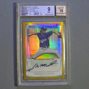 2011 Bowman Chrome Prospects Gold Refractor Auto Ethan Martin #d/50 RC BGS 9 Min - Picture 1 of 2