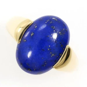 Jewelry 18K Yellow gold ring 10.5 size Lapis lazuli 6.1g Free shipping Used - Picture 1 of 6