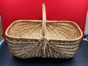 Panier ancien Osier Panier profond à Cueillette bon état 46 x 33 x 32 cm - Foto 1 di 5