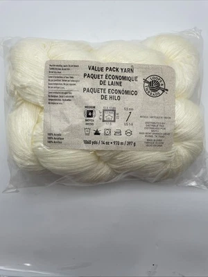 Large Skein Hank Loops & Threads Value Pack Yarn #5 CREAM  1060 Yds Medium 4 Wgt - Image 1 of 3