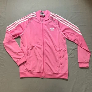 Pink 3 Stripe Adidas Youth Large Track Zip Jacket 13-14Y - Picture 1 of 5