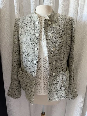 Armani Collezioni 灰色和银色金属羊毛混纺美丽夹克,尺寸 12 — 第 1/4 张图片