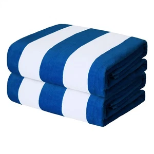 2 Pack Cotton Oversized 35x70 Inches Cabana Stripe Beach Towels Super Absorbe... - Picture 1 of 7