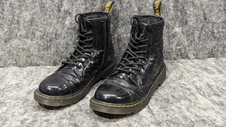 Botas de combate Dr Doc Martens para mujer 1460 Pooch lentejuelas con cordones cremallera lateral talla 5 EE. UU. Foto 1 de 4