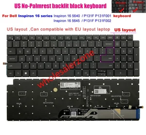 black US Backlit Keyboard For Dell Inspiron 16 5640 5645 P131F P131F001 P131F002 - Picture 1 of 4