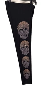 Sugar Skull (Y) Damen Übergröße Strass Leggings 3XL schwarz Kristall Party GUC - Bild 1 von 2