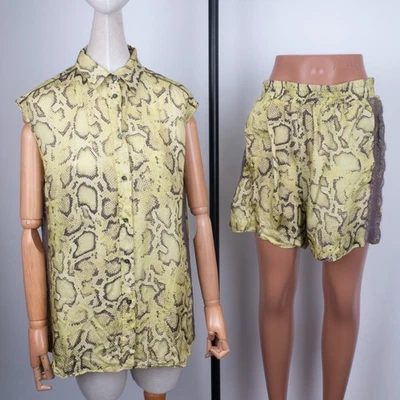 PINKO Women's Sleepwear Viscose Snake Print Suit Blouse & Shorts Size 42 38 M - Image 1 of 4