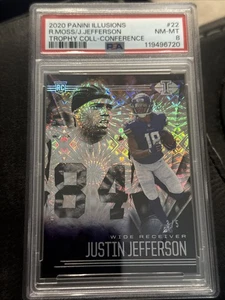 2020 Panini Illusions Randy Moss/Justin Jefferson Trophy Collection 3/5 PSA 8 - Picture 1 of 2