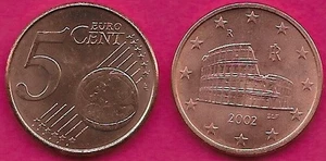 ITALY 5 EURO CENT 2002 THE FLAVIUS AMPHITHEATRE IN WHICH EMPEROR VESPASIAN BEGAN - Picture 1 of 1