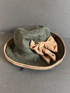 Hawkins Hut breite Krempe Tweed Wollmischung Schleife Landhaus Vintage-Stil grün braun 7 Zoll  - Bild 1 von 8
