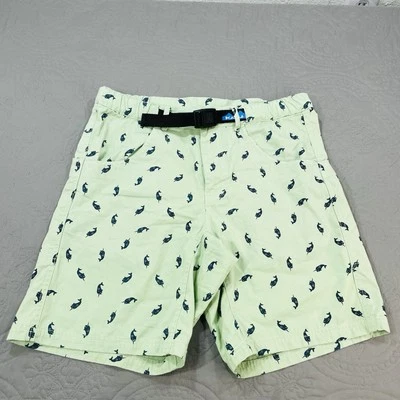 Kavu Chilli Lite Shorts Men's S Green Cotton Narwhal Belted Climbing Geometric - Image 1 of 4