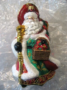 Christopher Radko Festliche Blumen Weihnachtsmann Glas Weihnachtsschmuck 1020963 - Bild 1 von 7