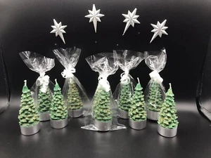 Beautiful Christmas Tree Candle Set! 3 Green XMAS Tree Candles! - Picture 1 of 6