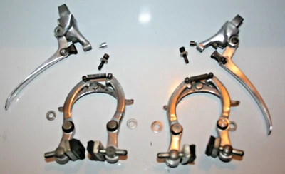 PAIRE DE FREIN ET LEVIER NO NAME CLB STANDARD CANTILEVER OLD BIKE BRAKE 1950 60 - Photo 1/4