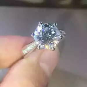 3.00CT Round Cut Lab-Created Diamond Engagement Ring 14k White Gold Finish - Picture 1 of 3