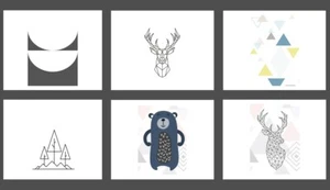Scandi minimalist modern abstract kid nursery bedroom art print - 6 styles! - Picture 1 of 16
