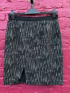 Whistles Black Textured Cotton Midi Pencil Office Work Skirt Size 14 - Picture 1 of 9