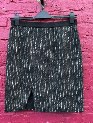 Whistles Black Textured Cotton Midi Pencil Office Work Skirt Size 14 - Image 1 of 4