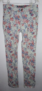 Arizona Floral Print Skinny Jeans Pants Girls Sz 14 Adjustable Waist - Picture 1 of 3