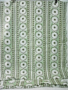 Vintage Flocked Floral Fabric--Flower Power 60's -Avacado Green--45 " x 100"-New - Picture 1 of 2