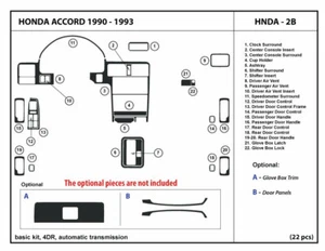 Carbon Fiber Dash Trim Kit for Honda Accord Sedan 1990-1993 w/ automatic shifter - Picture 1 of 1