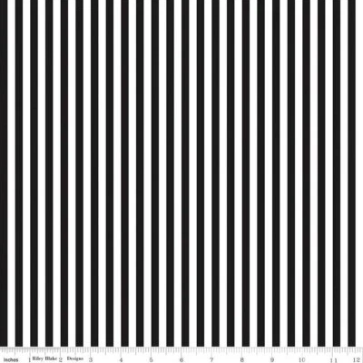 1/4 Yard 9”x42” Riley Blake 1/4” Stripe Black Cotton Quilting Fabric
