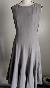Calvin Klein graues Fit and Flare Kleid Gr. 12 komplett gefüttert Reißverschluss hinten - Bild 1 von 12