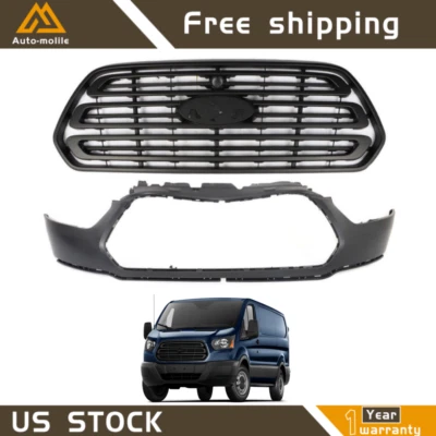 For 2015-2019 Ford Transit 150 250 350 Front Bumper Cover&Upper Grill Grille Set - Изображение 1 из 4