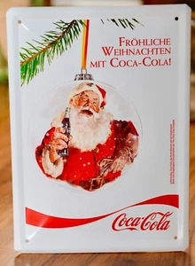 Blechschild Weihnachten mit Coca Cola Werbung - Bild 1 von 1