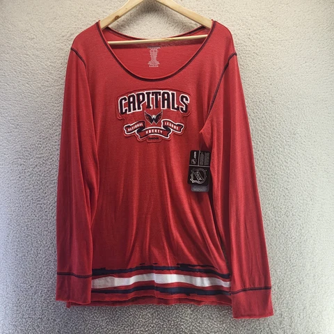 NEW Washington Capitals Hockey Shirt Womens Extra Large Red Long Sleeve Caps Cover