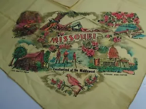 Vintage "MISSOURI" SOUVENIR COTTON TABLE CLOTH - "Vacationland of the Midwest" - Picture 1 of 9
